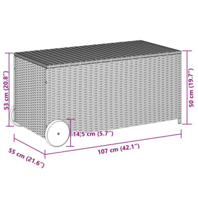 Ladă Depozitare Grădină cu Roti - 190L - Gri - Poliratan