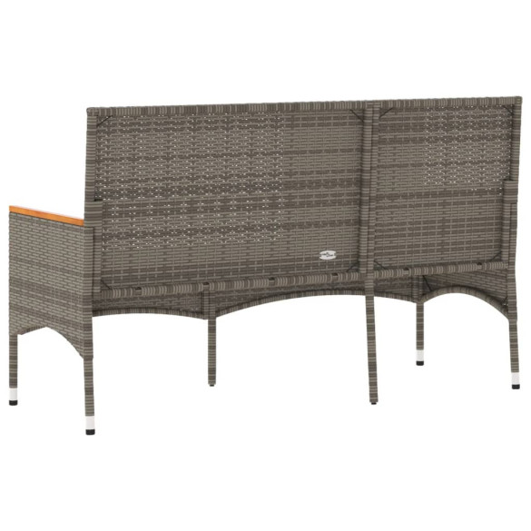 Bancă grădină 3 locuri cu perne - Poliratan gri - Livrare gratuită