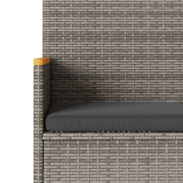 Bancă grădină 3 locuri cu perne - Poliratan gri - Livrare gratuită