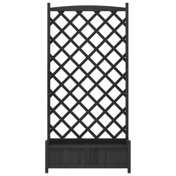 Jardinieră cu Spalier - Lemn Masiv de Brad - Negru