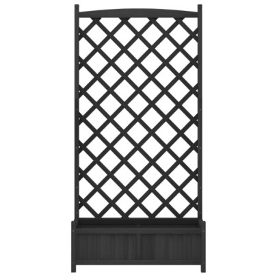 Jardinieră cu Spalier - Lemn Masiv de Brad - Negru