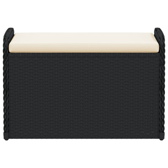 Bancă de Grădină cu Depozitare și Pernă - Negru, Poliratan
