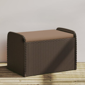 Bancă de depozitare cu pernă - Poliratan maro - 80x51x52 cm