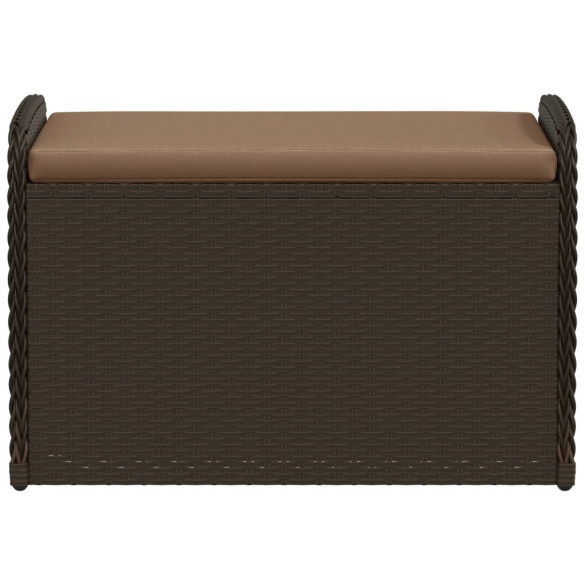 Bancă de depozitare cu pernă - Poliratan maro - 80x51x52 cm