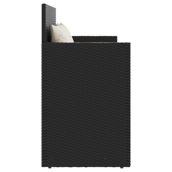 Bancă Grădină cu Depozitare - Poliratan Negru - Livrare Gratuită