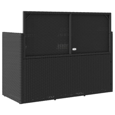 Bancă Grădină cu Depozitare - Poliratan Negru - Livrare Gratuită