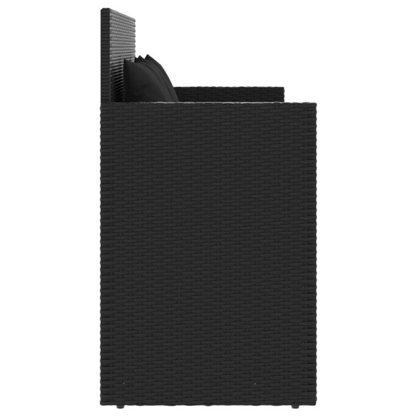 Bancă Grădină cu Depozitare - Poliratan Negru - Livrare Gratuită