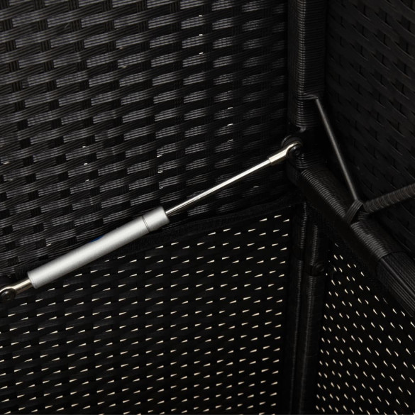 Bancă Grădină cu Depozitare - Poliratan Negru - Livrare Gratuită