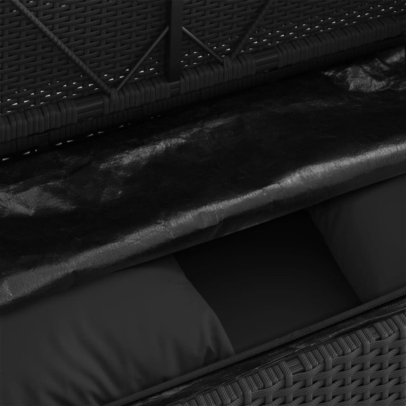 Bancă Grădină cu Depozitare - Poliratan Negru - Livrare Gratuită