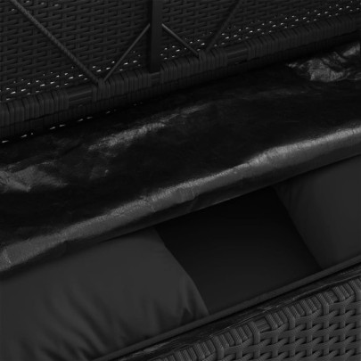 Bancă Grădină cu Depozitare - Poliratan Negru - Livrare Gratuită