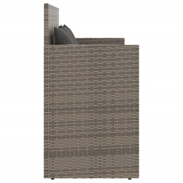 Bancă Grădină cu Depozitare și Pernă - Gri, Poliratan | Livrare Gratuită