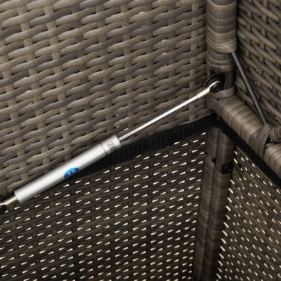 Bancă Grădină cu Depozitare și Pernă - Gri, Poliratan | Livrare Gratuită