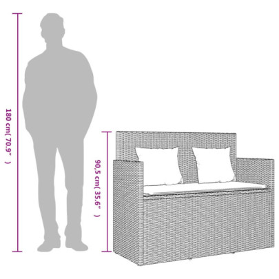 Bancă Grădină cu Depozitare și Perne Bej - Poliratan