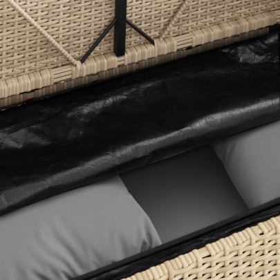 Bancă Grădină cu Depozitare și Perne Bej - Poliratan