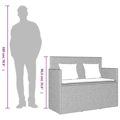 Bancă Grădină cu Depozitare și Perne Bej - Poliratan