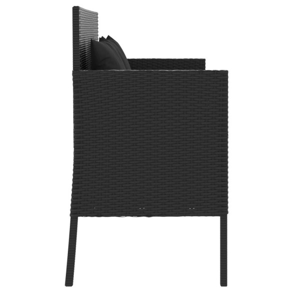 Bancă Grădină cu Depozitare și Perne - Negru Poliratan