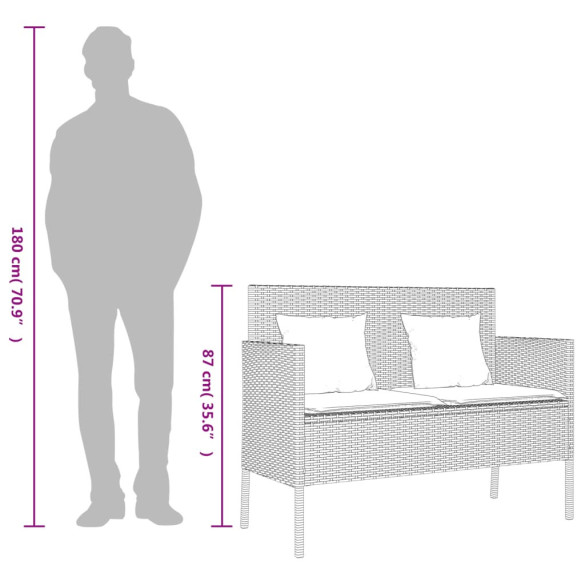 Bancă Grădină cu Depozitare și Pernă - Poliratan | Livrare Gratuită