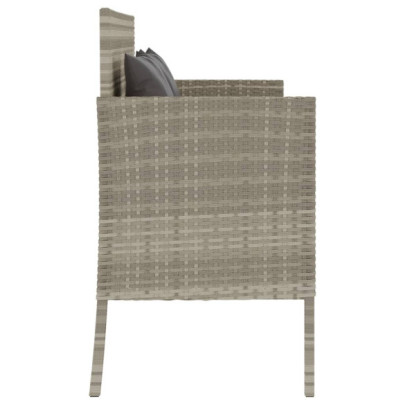 Bancă de grădină cu depozitare - Poliratan gri - Livrare gratuită