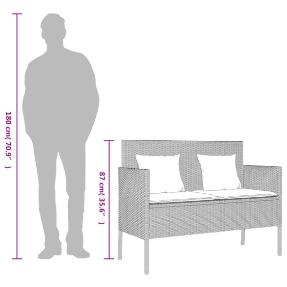 Bancă de grădină cu depozitare - Poliratan gri - Livrare gratuită