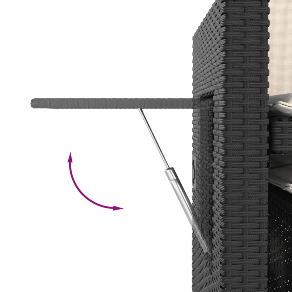 Bancă Grădină Rabatabilă - Canapea Extensibilă - Negru