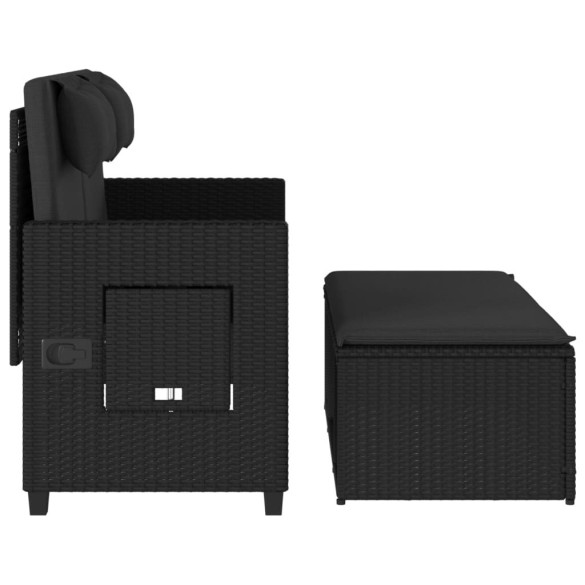 Bancă Grădină Rabatabilă cu Perne - Negru - Poliratan