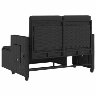 Bancă Grădină Rabatabilă cu Perne - Negru - Poliratan