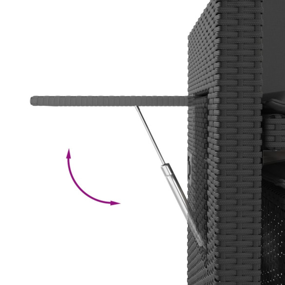 Bancă Grădină Rabatabilă cu Perne - Negru - Poliratan