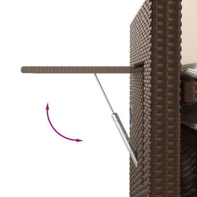 Bancă Grădină Rabatabilă cu Perne - Maro, Poliratan | Livrare Gratuită