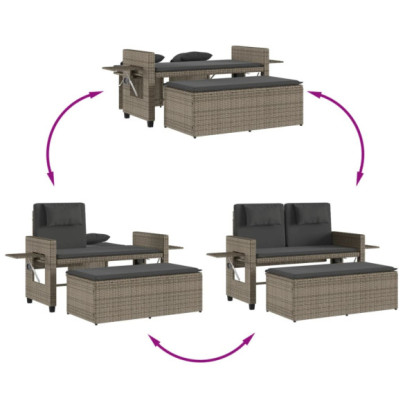 Bancă Grădină Rabatabilă cu Perne - Canapea Extensibilă