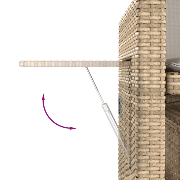 Bancă de grădină rabatabilă cu perne - Bej - Poliratan