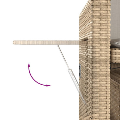 Bancă de grădină rabatabilă cu perne - Bej - Poliratan