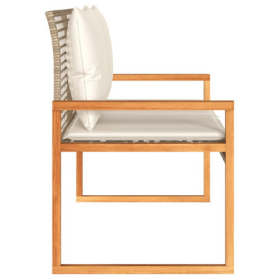 Bancă Grădină cu Pernă - Poliratan/Lemn Acacia - Livrare Gratuită