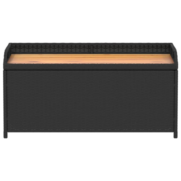 Bancă depozitare grădină - 100x50x52 cm - negru - poliratan/acacia