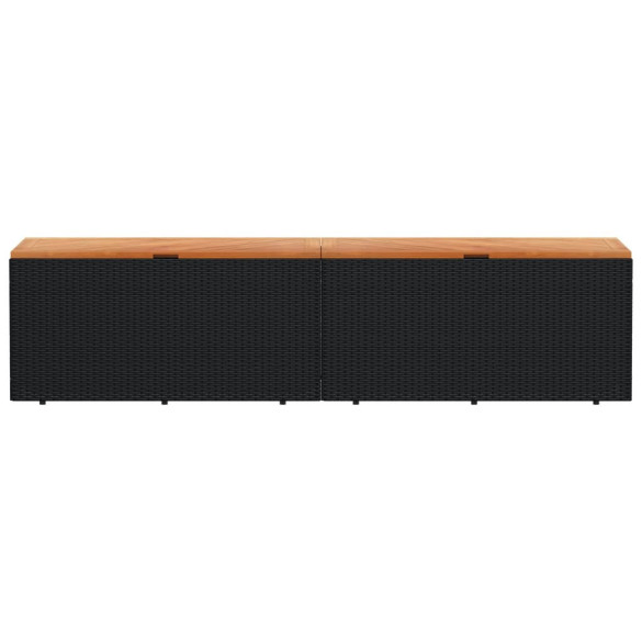 Ladă Depozitare Grădină cu Bancă - Negru, 220x50x54cm