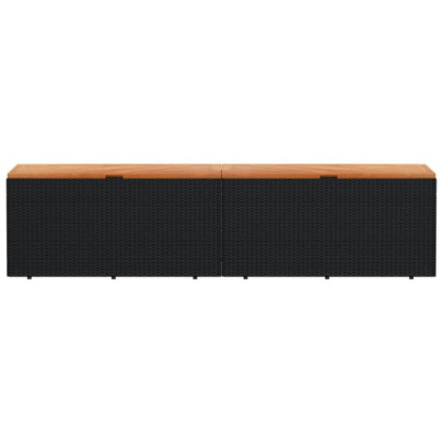 Ladă Depozitare Grădină cu Bancă - Negru, 220x50x54cm