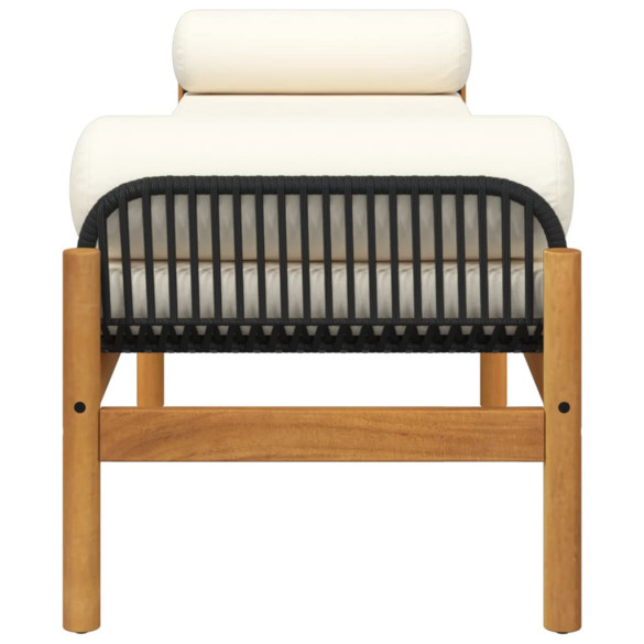 Bancă Grădină cu Pernă - Ratan Negru și Lemn Acacia - Comandă