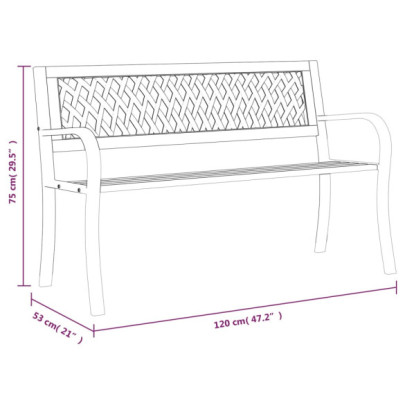 Bancă de grădină din oțel, 120 cm - Negru | Livrare Gratuită