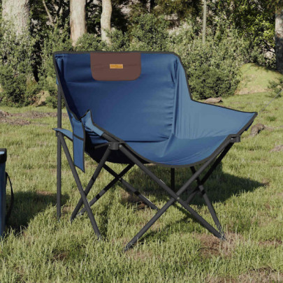 Scaune de camping cu buzunar - pliabile - 2 buc. - albastru