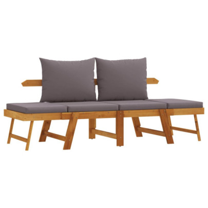 Bancă grădină 2 în 1 cu perne - Lemn acacia | Livrare gratuită