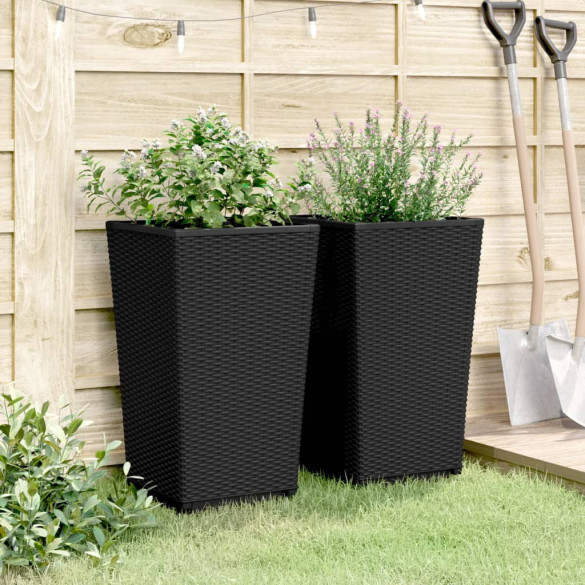 Jardiniere Gradina 2 bucati Negru - Livrare Gratuita