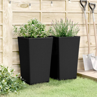 Jardiniere Gradina 2 bucati Negru - Livrare Gratuita