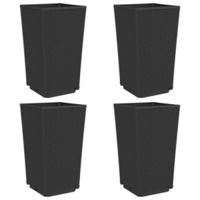 Jardiniere Grădină 4 bucăți Negru PP | Livrare Gratuită 2