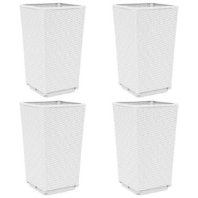 Jardiniere Gradină PP - Set 4 Bucăți - Alb - Livrare Gratuită 2