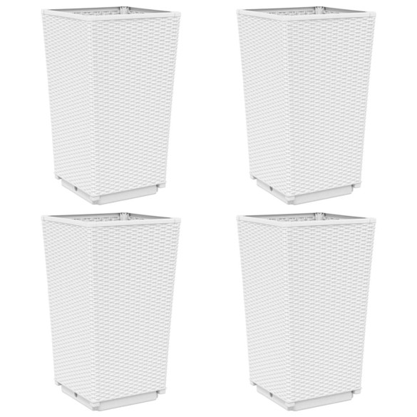 Jardiniere Gradină PP - Set 4 Bucăți - Alb - Livrare Gratuită