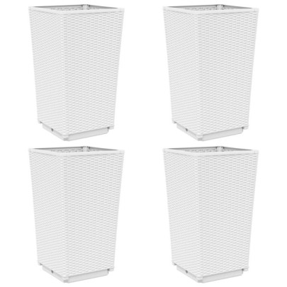 Jardiniere Gradină PP - Set 4 Bucăți - Alb - Livrare Gratuită