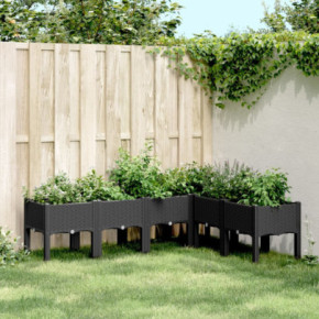 Jardinieră grădină cu picioare negru 160x120x42 cm PP