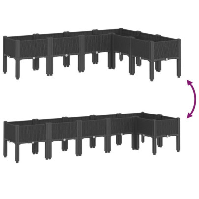 Jardinieră grădină cu picioare negru 160x120x42 cm PP