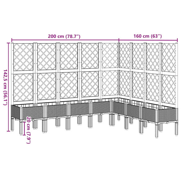 Jardinieră Grădină cu Spalier - Maro - 200x160x142 cm - PP