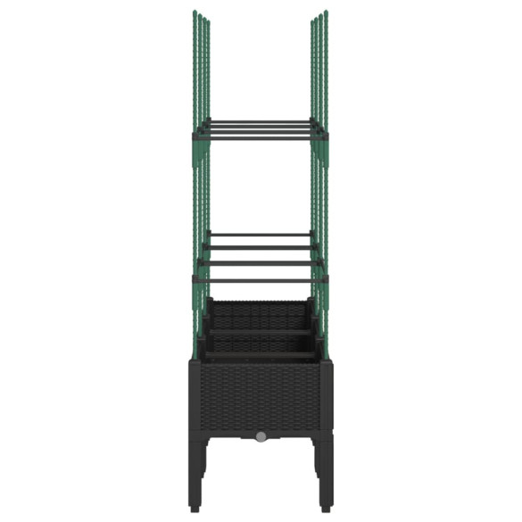 Jardinieră Grădină cu Spalier Negru - PP - 120x40x142,5 cm