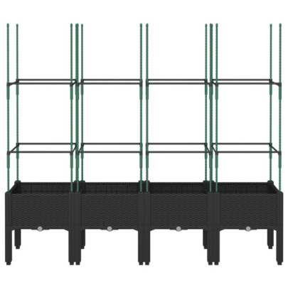 Jardinieră Grădină cu Spalier Negru - PP - Livrare Gratuită